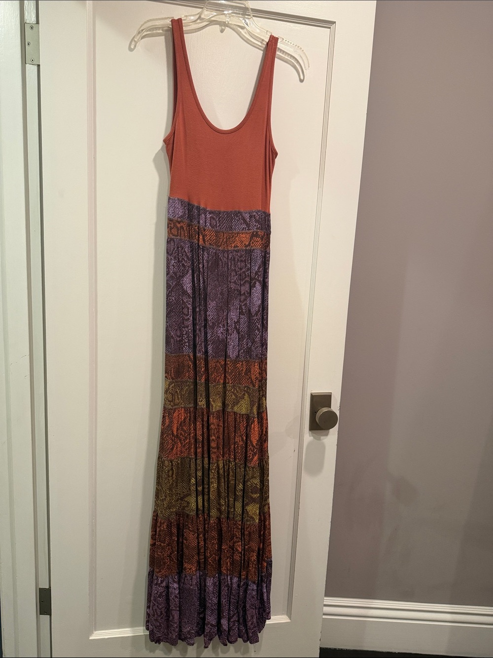 Anthropologie Rust Tank & Multicolor Striped Maxi Dress